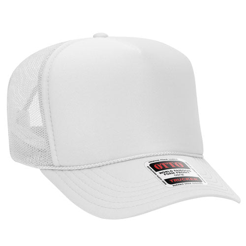 White Otto Mesh Back Trucker Hat Blank 39-165